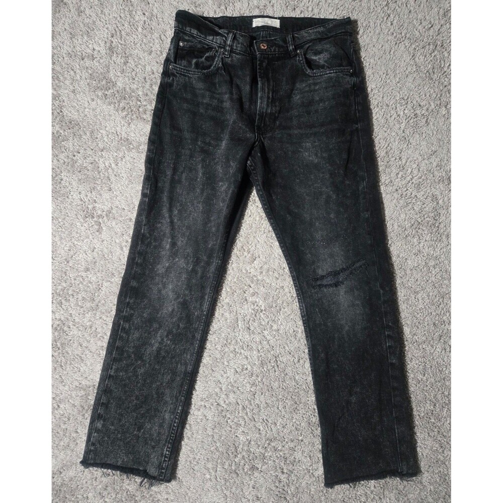 Free People Vixen High Waist Cigarette Jeans Women's 30 Black Denim Raw Hem